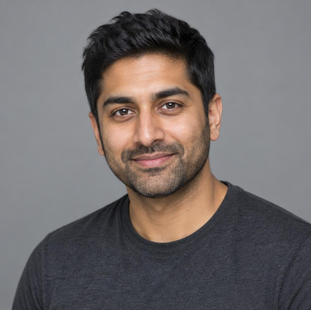 Portrait of a South Asian British man in his 30s